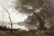 Jean Baptiste Camille  Corot THe boatman of mortefontaine oil painting reproduction